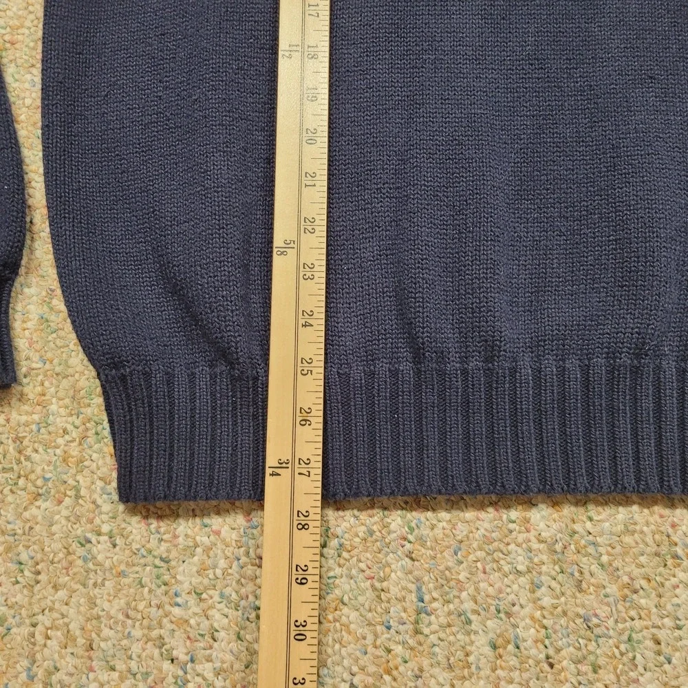 Polo Ralph Lauren Sweater Mens Medium Blue Knit Heavy Fisherman Cotton Pony Prep